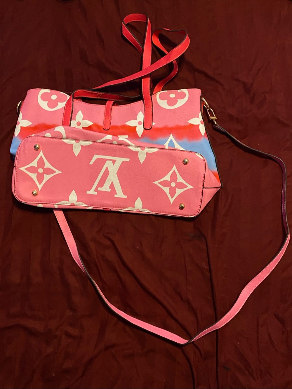 Pink Monogram Tote with Detachable Strap